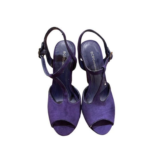 BCBGeneration Purple Platform High Heels Sandals Size 6.5 - Picture 1 of 9
